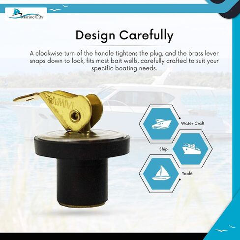 سدادات MARINE CITY Snap Lock Baitwell سدادة تصريف قوية ومتينة ذات لمسة نهائية دقيقة مع تصميم مبتكر 1/2 بوصة للقوارب - اليخوت - قوارب الكاياك - مشاة البحرية (عبوة من قطعتين) in Saudi Arabia