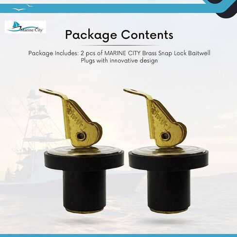 سدادات MARINE CITY Snap Lock Baitwell سدادة تصريف قوية ومتينة ذات لمسة نهائية دقيقة مع تصميم مبتكر 1/2 بوصة للقوارب - اليخوت - قوارب الكاياك - مشاة البحرية (عبوة من قطعتين) in Saudi Arabia