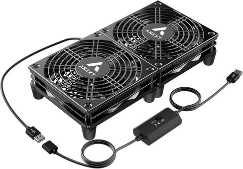 USB Router Fan, include 1000mm Extension Cable with 3-Speed Adjustable Controller, Cooling Case Fan for Receiver DVR Xbox TV Box Router 120mm x 25mm 5V USB Power in Kuwait