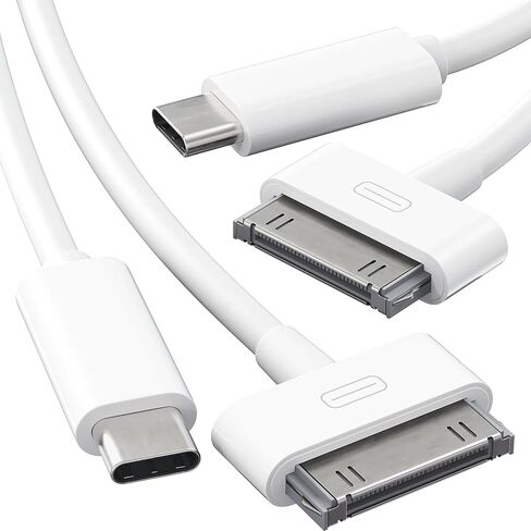 كابل محول 30 دبوس إلى USB C لأجهزة iPhone وiPad وiPod - 3 أقدام (كابل بيانات/كابل شحن من الجيل التالي من USB C إلى موصل Dock لأجهزة iPhone 4S/4/3G/3/1، وiPad 3/2/1، آي بود، أبيض) - CableDirect in Kuwait