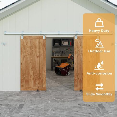 JUBEST 10FT Box Rail Exterior Barn Door Hardware Kit, Heavy Duty Sliding Barn Door Hardware, Wall Mount Barn Door Hardware for Single Door (Door NOT Include) in Saudi Arabia