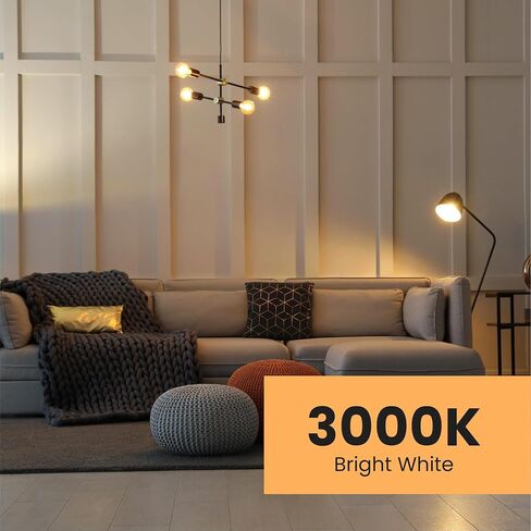 لمبة إضاءة Feit Electric LED Clear A19 متوسطة الحجم - ما يعادل 60 وات - عمر 15 عامًا - 810 لومن - 2700 كلفن أبيض ناعم - قابل لتعديل الضوء | 4 حزمة in Kuwait