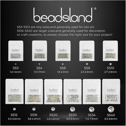 Beadsland Flat Back Crystal Rhinestones,Crystal AB, SS20, 1440pcs in Kuwait