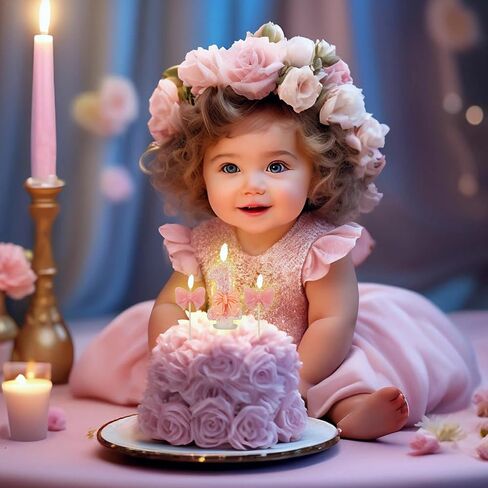 Birthday Candles Number 3, Pink Glitter Happy Birthday Cake Candles with Spiral Cake Candles, Pink Cake Topper Decoration, Sequin Numeral Princess Candle for Party in Saudi Arabia
