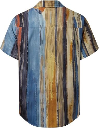 Hardaddy Men's Striped Shirts Casual Short Sleeve Button Down Summer Hawaiian Shirts in Saudi Arabia