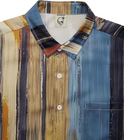 Hardaddy Men's Striped Shirts Casual Short Sleeve Button Down Summer Hawaiian Shirts in Saudi Arabia