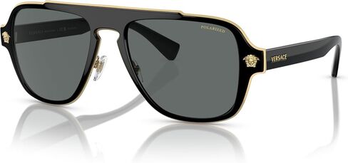 Versace Medusa Charm VE 2199 10006G Matte Black Plastic Aviator Sunglasses Silver Mirror Lens in Kuwait