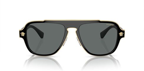 Versace Medusa Charm VE 2199 10006G Matte Black Plastic Aviator Sunglasses Silver Mirror Lens in Kuwait