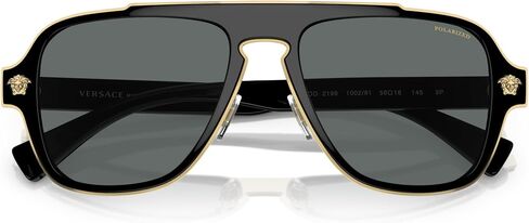 Versace Medusa Charm VE 2199 10006G Matte Black Plastic Aviator Sunglasses Silver Mirror Lens in Kuwait