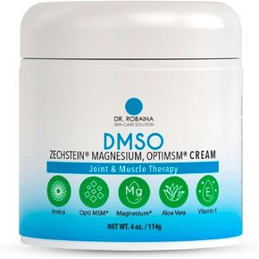 Dr. Robaina DMSO Cream - 99.9% Pure Pharmaceutical Grade | Skin Relief Formula with Zechstein Magnesium, Arnica, Aloe Vera, Vitamin E | Muscle & Joint Comfort | 4 oz | Made in USA