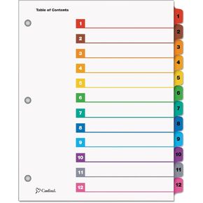 Tops Cardinal 10-Tab Numbered Binder Dividers, OneStep Index System for 3 Ring Ring Binders, White and Black Tabs Numbered 1-10, Reversible Tabs, 1 Set (61013) in Saudi Arabia
