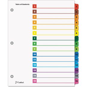Tops Cardinal 10-Tab Numbered Binder Dividers, OneStep Index System for 3 Ring Ring Binders, White and Black Tabs Numbered 1-10, Reversible Tabs, 1 Set (61013)