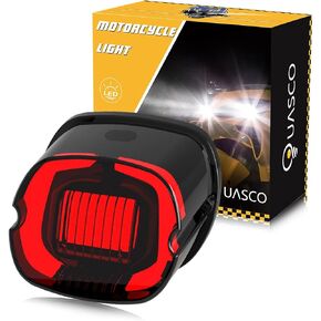 QUASCO LED Strobe Brake Tail Light Smoked Rear Taillight Compatible with Harley Dyna Sportster Road King Electra Glide Heritage Softail Fatboy Touring