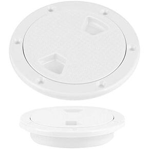 Durable Boat 4 inch Access Port Hatch Cover, Twist Out Deck Plate, ABS Plastic Round Non Slip Inspection Hatch, Detachable Water Tight Lid Cover