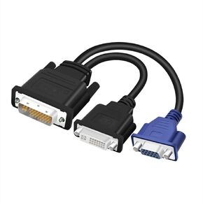 DVI-I to DVI-D VGA Video Cable Splitter 1 in 2 Out Computer Host Laptop Graphics Card DVI24+5 External 2 Port DVI24+1 VGA Monitor TV Projector Adapter Converter 1920x1080P
