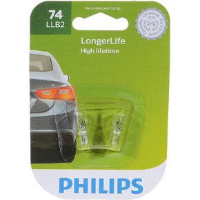 Philips - 74LLB2 74 LongerLife Miniature Bulb, 2 Pack 14V