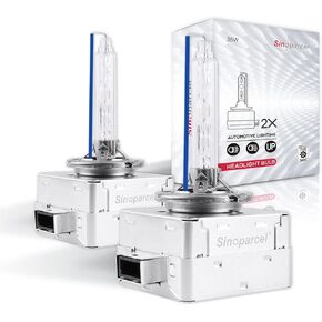 Sinoparcel D1S/D1R لمبة زينون HID الأمامية - 10000K 35W أضواء بديلة عالية منخفضة الشعاع - 2 سنة WTY - حزمة من 2