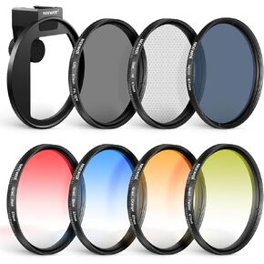 NEEWER Clip On 67mm Phone ND Filter Kit, Upgraded Lens Clip Cold Shoe Mount/Locking Knob, CPL/ND32/6 Point Star/4 Graduated Color Filters Set Compatible with iPhone 15 Pro Max 14 13 Samsung S22 S23