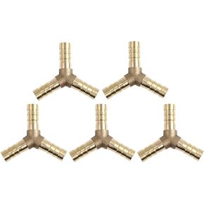 X AUTOHAUX 5pcs 4mm Brass Hose Barb Fitting Y-Shaped 3 Way Water Gas Oil Pipe Connector for Automotive