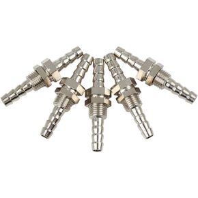 X AUTOHAUX Automotive 1/16 Inch NPT 6mm Male Thread Fitting Barb Hose Tail Connector Zinc Plated 5pcs