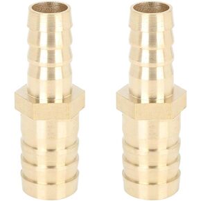 X AUTOHAUX 2 Pcs 16mm to 12mm Brass Barb Hose Fitting Straight Connector Adaptor for Air Water Gas Oil