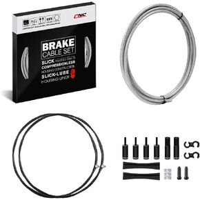Chooee Bike Brake Cable Kit,Bicycle Brake Cable for Mountain Bike/MTB Brake Cable Housing Coated Braided & Teflon Inner line（Black/Gold/Silver/Titanium Silver）