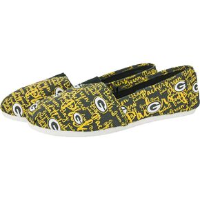 FOCO Womens NFL Canvas Script Print Slip On Shoes