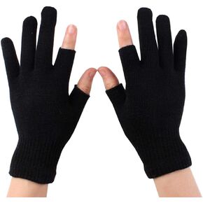 Luwint Touch Screen Thin Knit Gloves, Index Finger & Thumb Fingerless Gloves for Youth Photography, Writing, Driving, Cycling