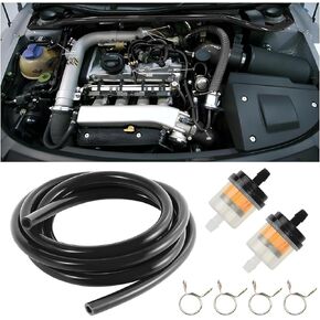 BESULEN Car Gas Fuel Line Hose Kit, Rubber Gasoline Filters Tube Clamps, for 50cc 150cc 139QMB 157QM ATV Small Engines Automotive Replacement Motorcycle Parts (Black)