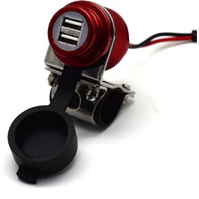 Cliff Top Motorcycle USB Charger Waterproof Dual USB Port 4.6A 23W Aluminium, Heavy Duty for 7/8’’ and 1’’ Handlebars - Prevents Battery Drain (Black)