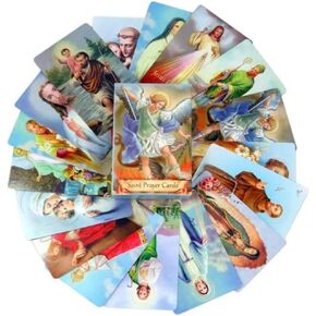 3 Packs of 54 Assorted Holy Cards with Catholic Saints and Prayers