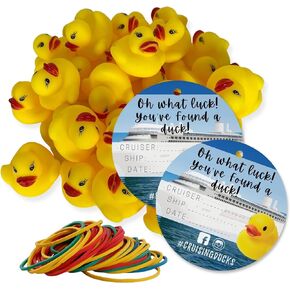 90 Pack Bulk Cruising Ducks Tag Kit with Rubber Ducks & Rubber Bands | Mini Rubber Ducks-Circle Cruising Duck Tags-Rubber Bands | Cruising Ducks Circle Tag with Hole