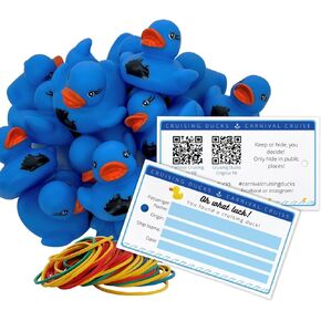 80 Pack Bulk Cruising Ducks Tag Kit with Rubber Ducks & Rubber Bands | Blue Cruise Ship Rubber Ducks-Cruising Duck Tags-Rubber Bands | #CruisingDucks Oh What Luck!