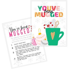 You’ve Been Mugged Holiday Game Sheets | 40 Pack 8.5x11" inch Standard Paper Size | Candy Cane Cocoa Hot Chocolate Holiday Game You’ve Been Booed Christmas Door Desk Office Game Mug Elffed Jingled