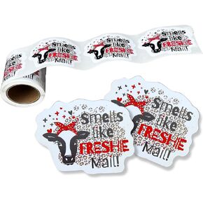 Freshie Sticker Smells Like Freshie Mail Care Instructions Leopard Cow Fringe | 100 pcs roll | 3x2" for Silicone Mold Aroma Bead Scent Customer Package Warning Label