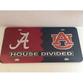 University of Alabama/Auburn Tigers House Divided Laser Cut License Plate Tag