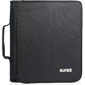 SUNEE Zippered Binder Bag with Handle, 2-Inch 3-Ring O-Ring, 500-Sheet Capacity, Includes Zip Pocket, 5-Tab Expanding File Folder, Multi-Pocket Organizer Binder Suitable for Middle School, Black