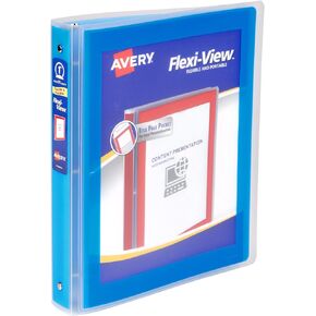 Avery Flexi-View 3 Ring Binder, 1 Inch Round Rings, 1 Blue Binder (17607)