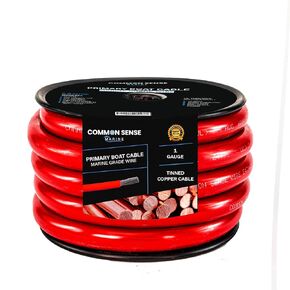 1 AWG UL 1426 (The Real Thing) Marine Wire - Tinned Copper Boat Cable - 20 Feet - Red/Black -Made in The USA