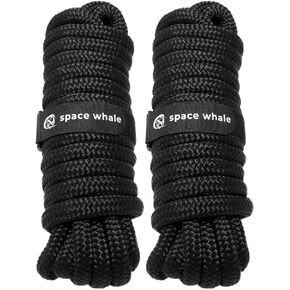 Boat Ropes for Docking Lines (2Pk) I Double Braided Nylon Black Dock Lines for Boats 5/8" 25FT Boat Rope I 11243lbs Breaking Strength Marine Rope Boat Dock Lines I Mooring line Dock Ties