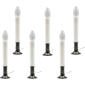 Creative Hobbies Electric Window Candle Lamps with Pewter Plated Base & Dusk-to-Dawn Sensor | Ideal for Home Decor & Special Occasions | 6 Pack