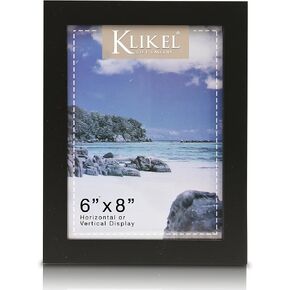 Klikel 4x5 Picture Frame Black - 5x4 Wooden Photo Frame - Made of Real Wood With Glass Photo Protection - Ready For Wall Hanging And Table Standing Display