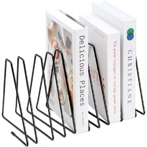 CAXXA 10 Slots Triangle Bookshelf, File Sorter, Metal Wire Magazine Holder, Document Holder, Black