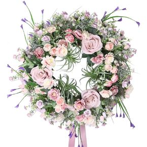 Beinhome Fall Wreath for Front Door, 16 Inch Artificial Autumn Hydrangea Pumpkin Peony Wreath for Party Farmhouse Wedding Home Porch Window Decoration Indoor Outdoor Decor