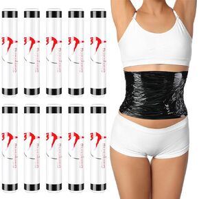 10 Rolls 60 Meters Plastic Body Wrap Stomach Osmotic Wraps Film Skinny Belly Wrap Abdomen Waist Workout Sweat Enhancer Cellulite Saran Wrap for Sauna Exercise Waist Hot Burning, Black