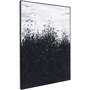 Black Gold Abstract Wall Art - Hand-Painted Geometric Line Spiral Duo Abstract Shapes Canvas Artwork Decor, Set of 2, 24 x 36 Inches, Framed Wall Art