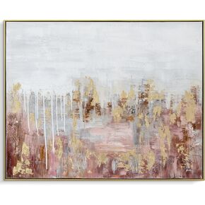 Framed Canvas Wall Art Pink Gold Abstract Painting Modern Home Decor Modern Art Decorative Contemporary for Living Room, Bedroom, Office - 32"x40" (Pink-Gold