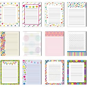 12 Pcs Confetti Small Note Pads Cute Lined Stick Pad 3 x 4 Inch Decorative Memo Pad Colorful Teacher Notepad Shopping List Pad Appreciation Gifts for Office Student, Each with 30 Sheet