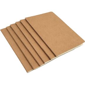 ALIMITOPIA Pocket Notebook 6 pack Brown Softcover Thread-bound Small Notebook Journal Diary Memo NotePad,A6 Size(3.5"X5.5"),30 sheets(Ruled Pages)