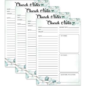4 Pcs Church Notes Notebook Prayer Request Journal Tear Away Sermon Record Supplies Colorful Religious Notepads 5.5 x 8.5 Inch Each with 25 Pages